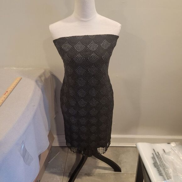 Alexia Admor Glitter Sparkly Black Mini Dress Size Medium - Picture 1 of 8